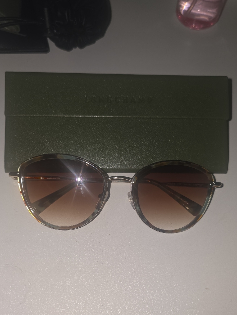 Longchamp LO170S 717 Round Tortoise Shell Sunglasses Brown Gradient Lens New